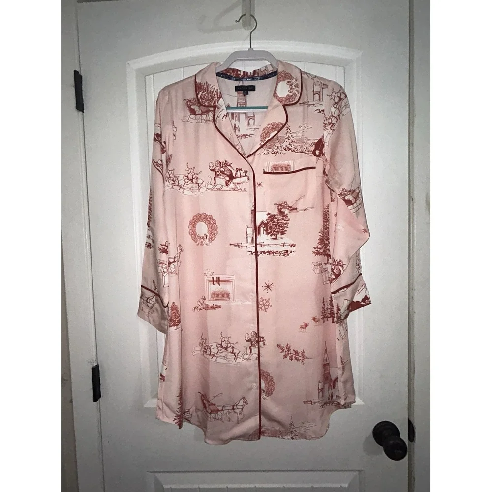 Katie Kime Womens XS‎ Sleep Shirt, Gown, Christmas, Home For The Holidays